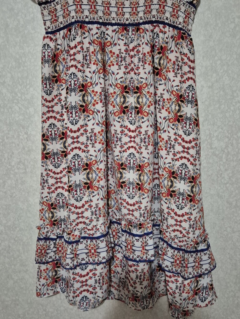 Nwt Max Studio Floral Print Midi Dress In White, Red & Blue...Size:Xl — image 2 of 8
